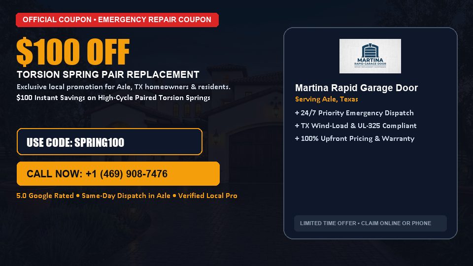 Martina Rapid Garage Door $100 OFF Dual Torsion Spring Replacement in Azle, TX